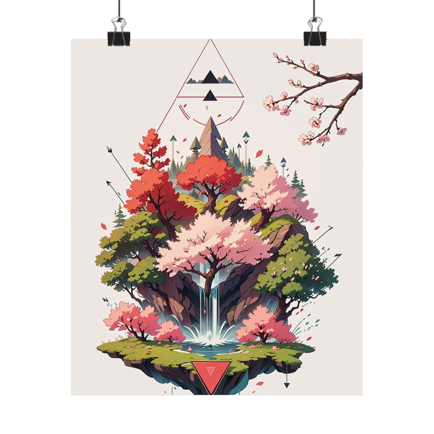 Sakura Waterfall Vertical Posters