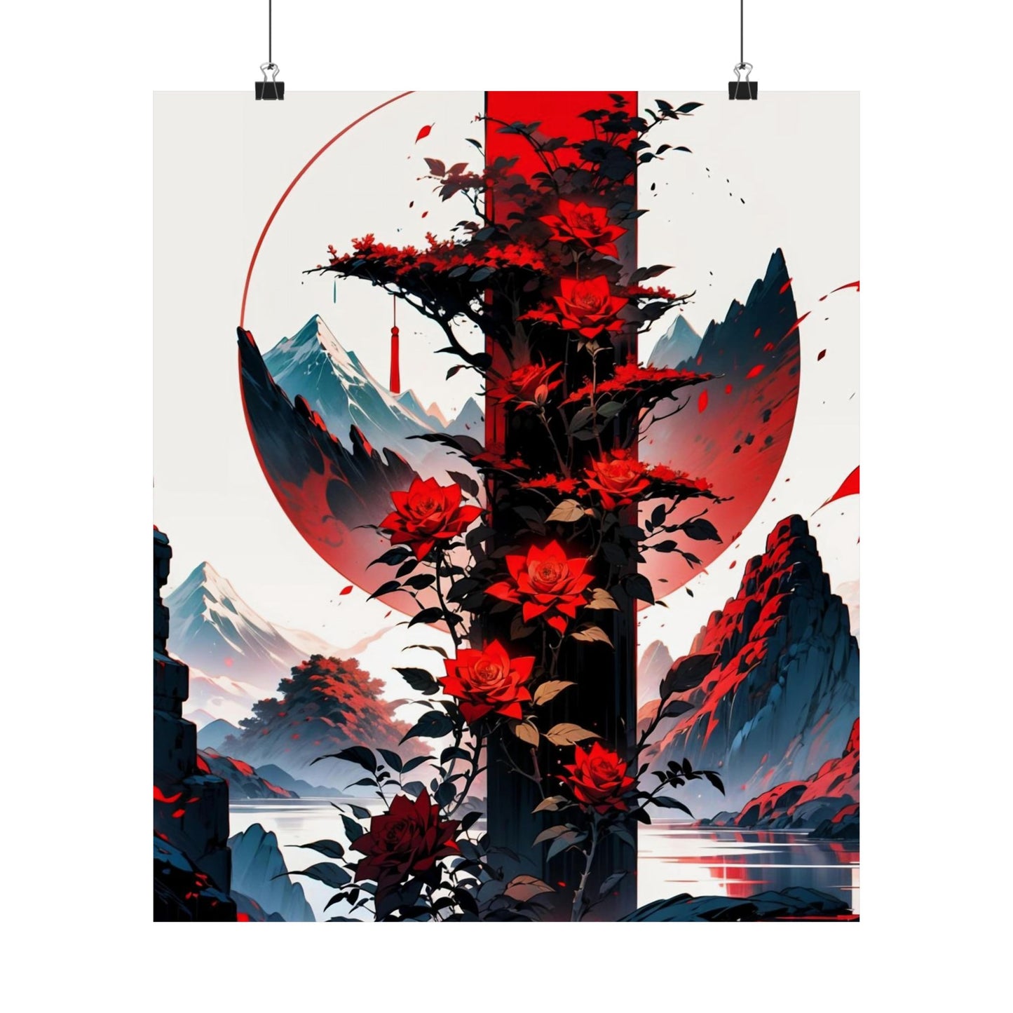 Crimson Bloom Vertical Posters