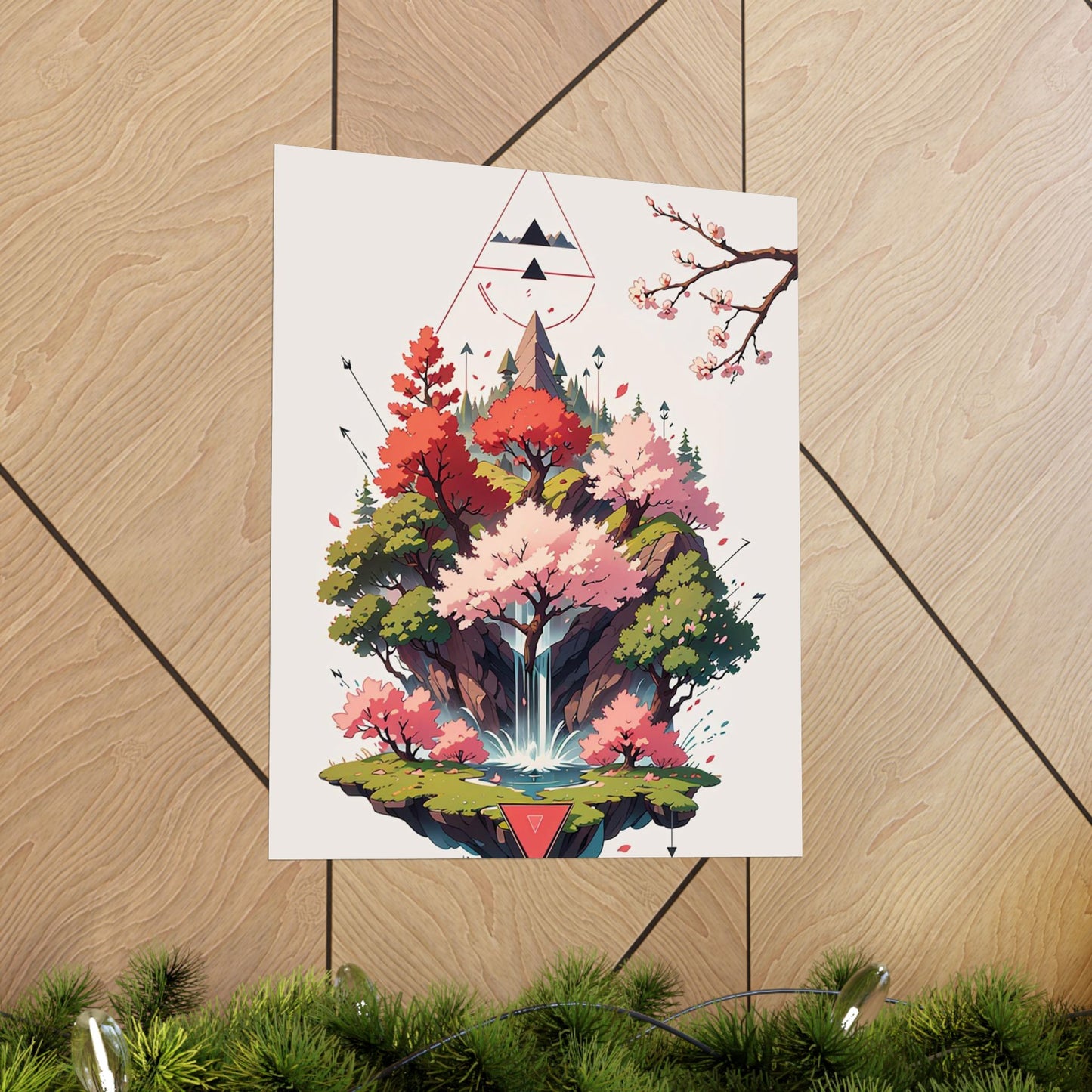 Sakura Waterfall Vertical Posters