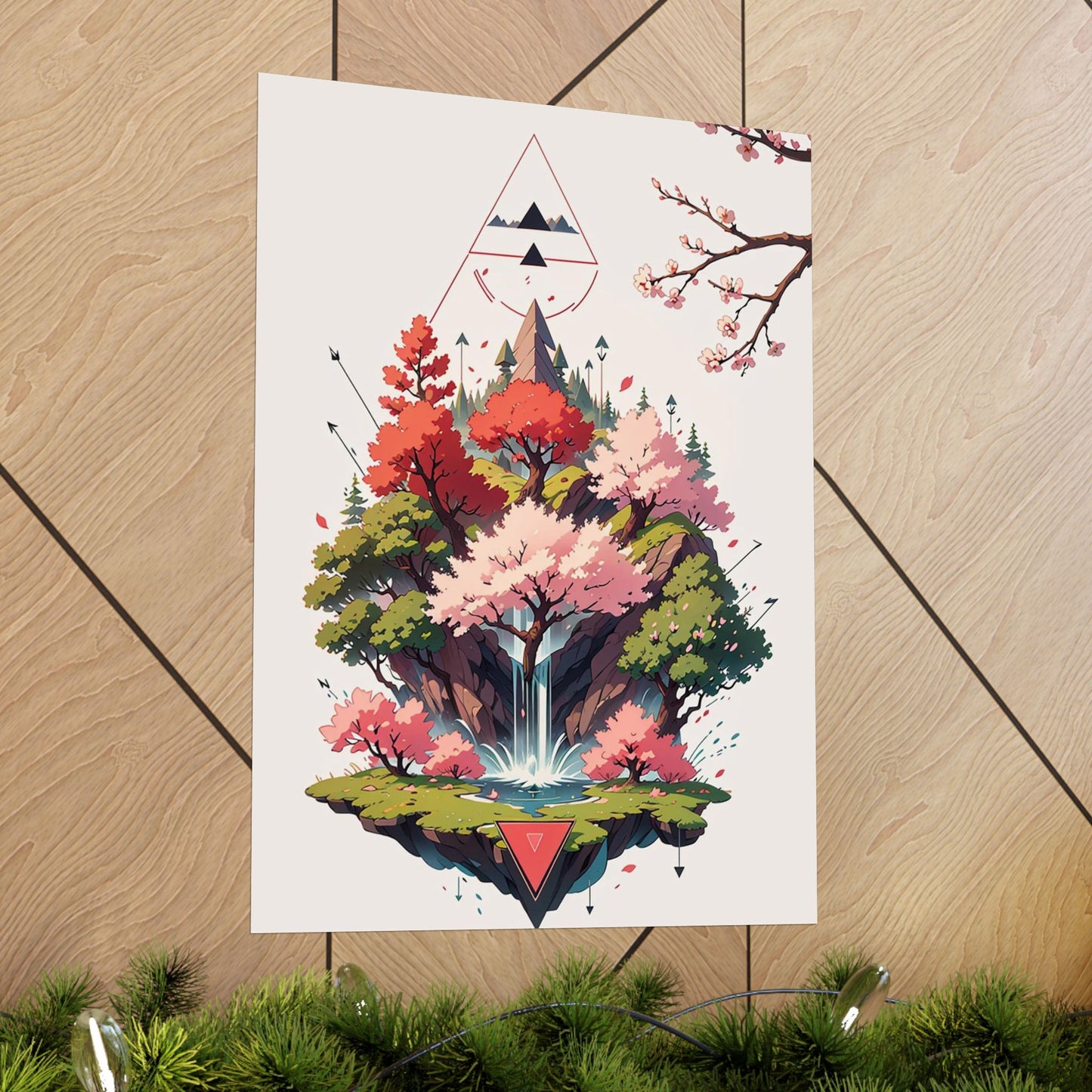 Sakura Waterfall Vertical Posters