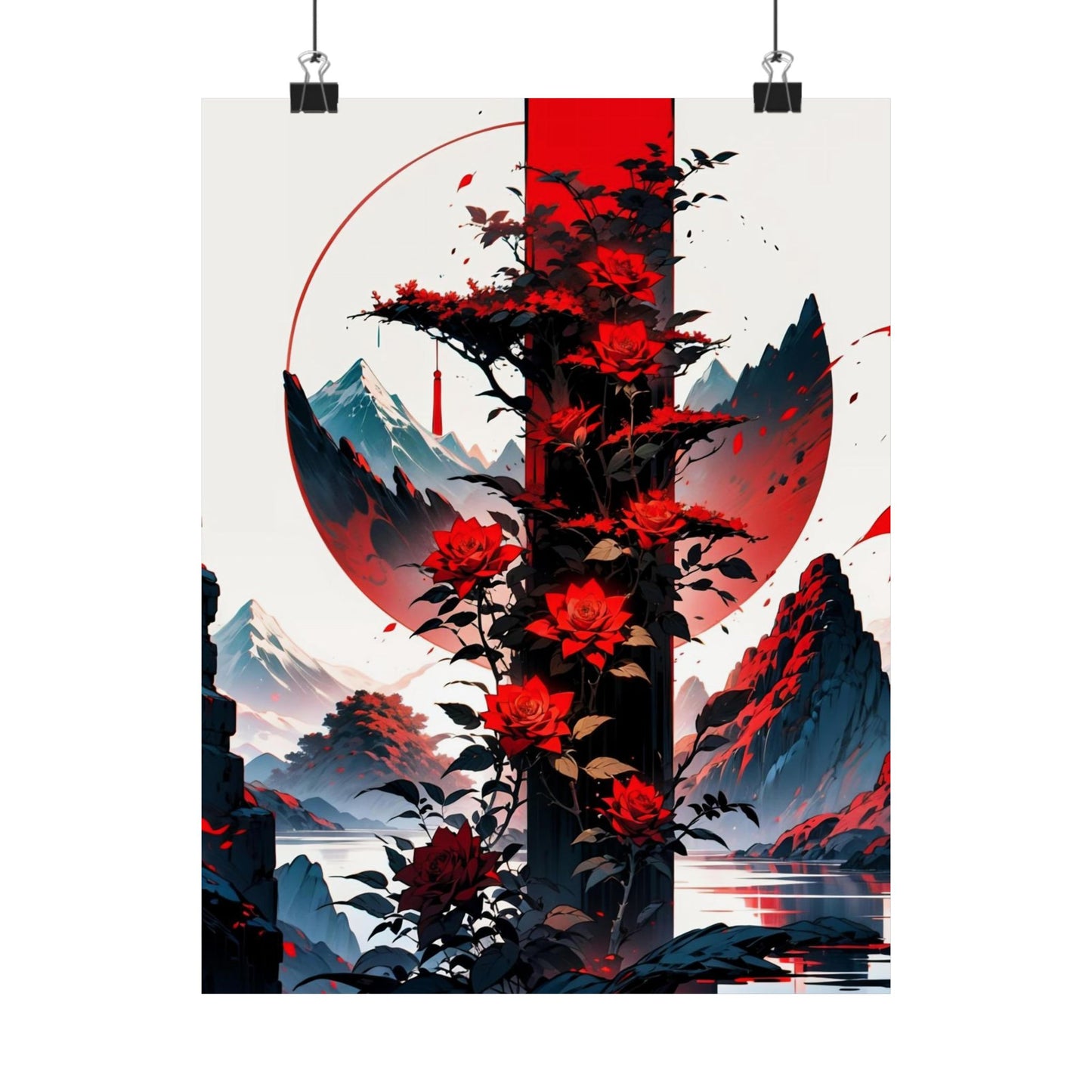 Crimson Bloom Vertical Posters