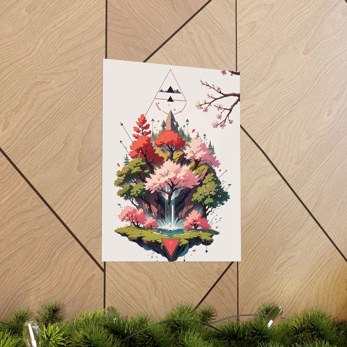 Sakura Waterfall Vertical Posters