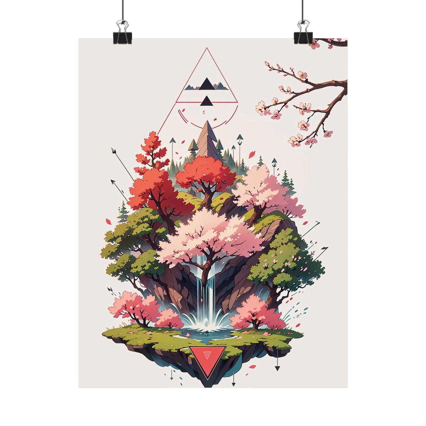 Sakura Waterfall Vertical Posters