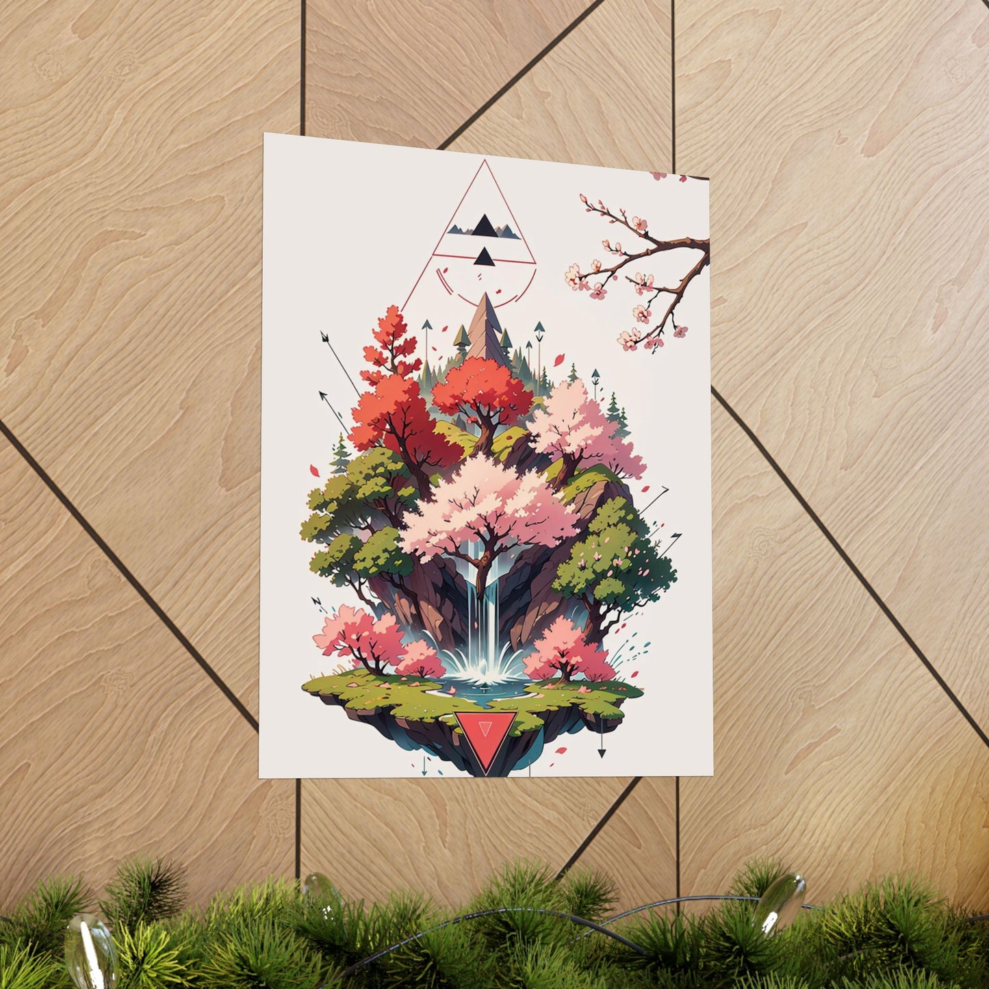 Sakura Waterfall Vertical Posters