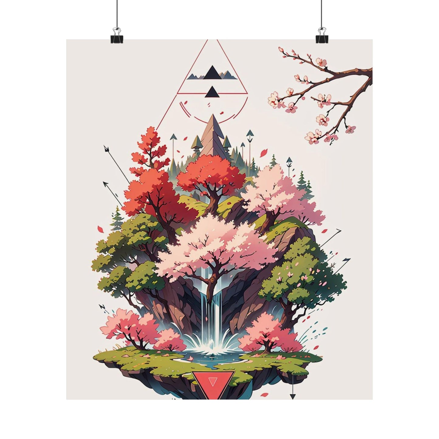 Sakura Waterfall Vertical Posters