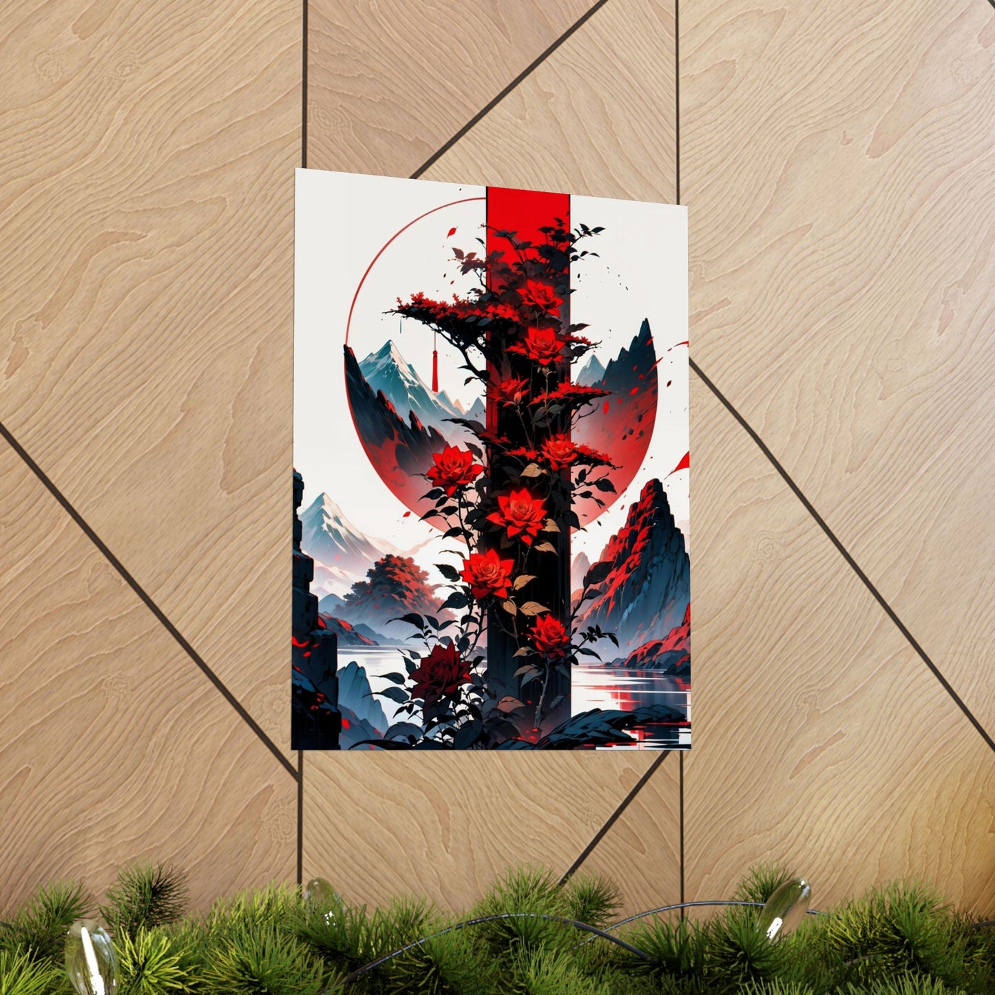 Crimson Bloom Vertical Posters