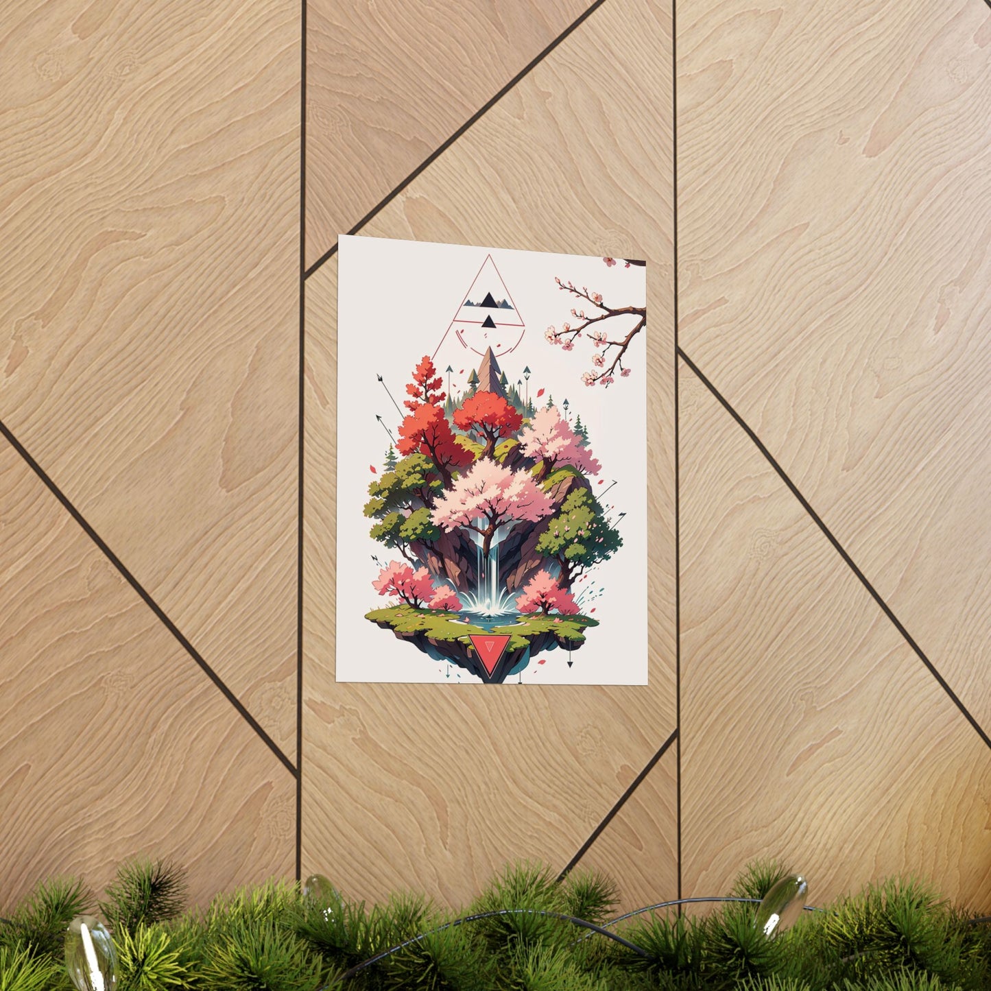 Sakura Waterfall Vertical Posters