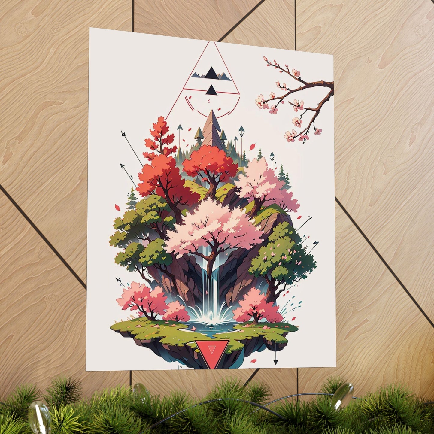 Sakura Waterfall Vertical Posters