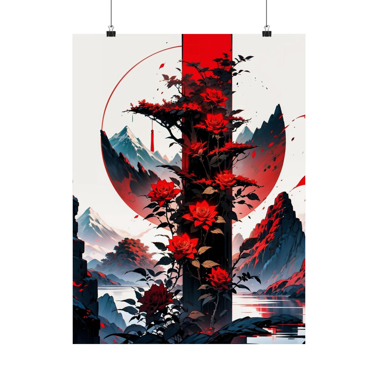 Crimson Bloom Vertical Posters