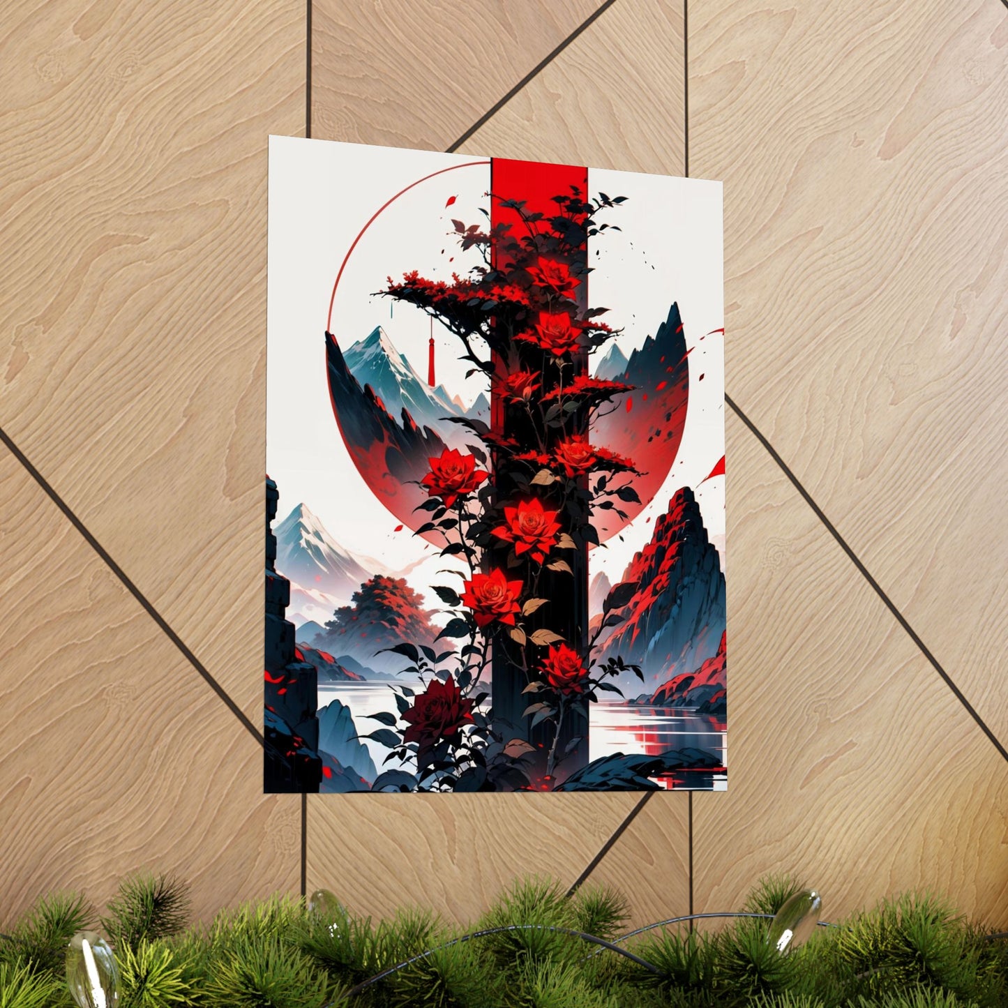Crimson Bloom Vertical Posters