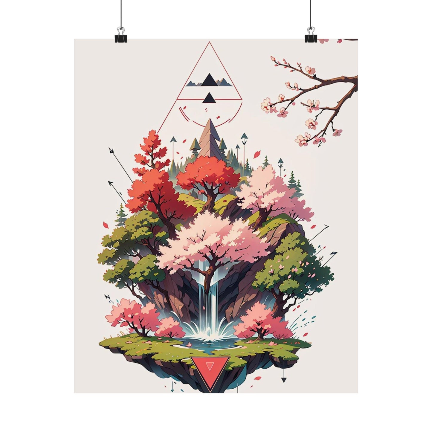 Sakura Waterfall Vertical Posters