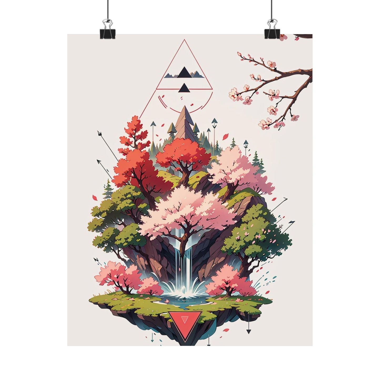 Sakura Waterfall Vertical Posters