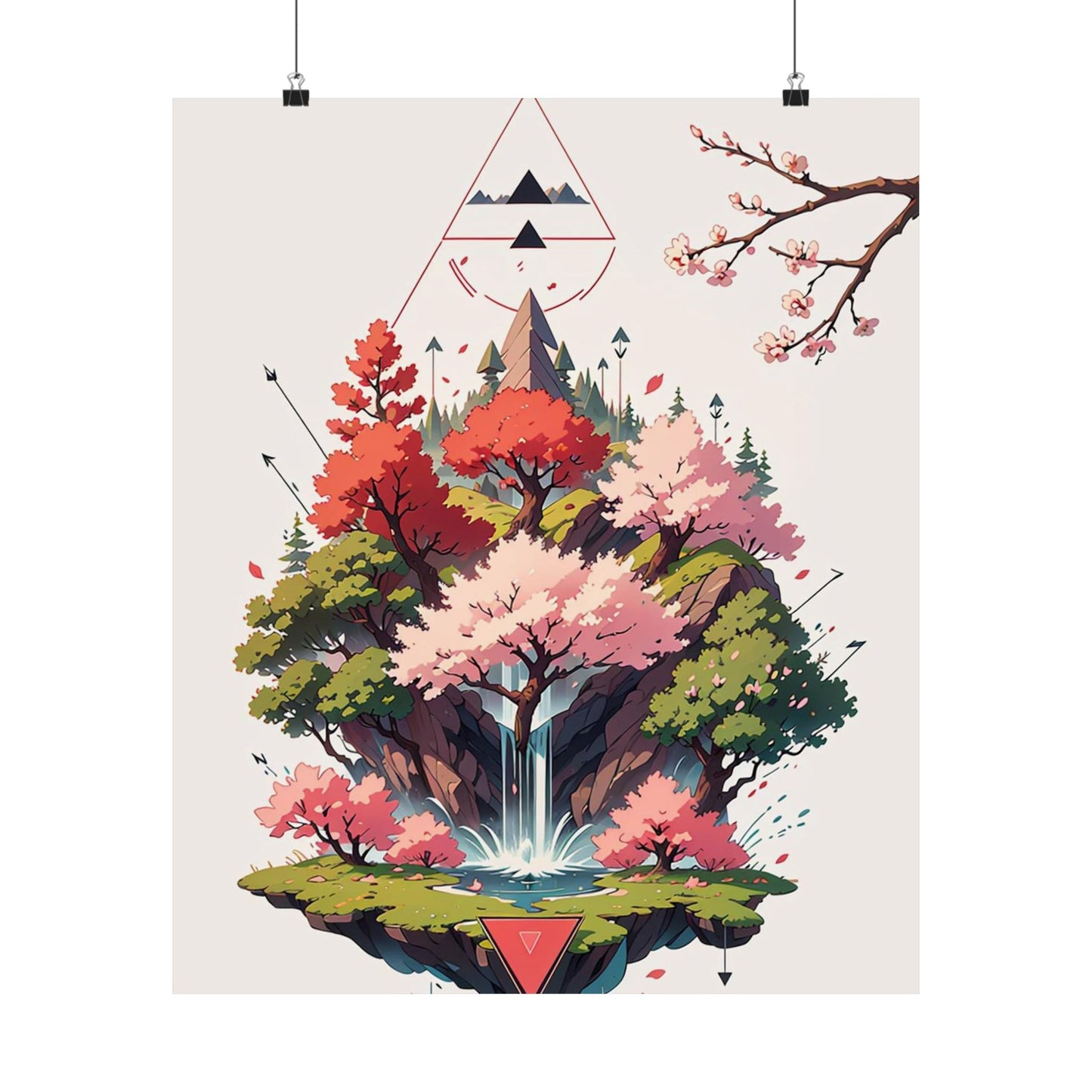 Sakura Waterfall Vertical Posters