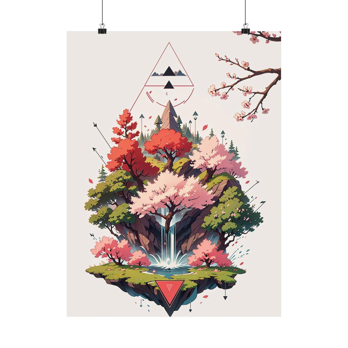Sakura Waterfall Vertical Posters