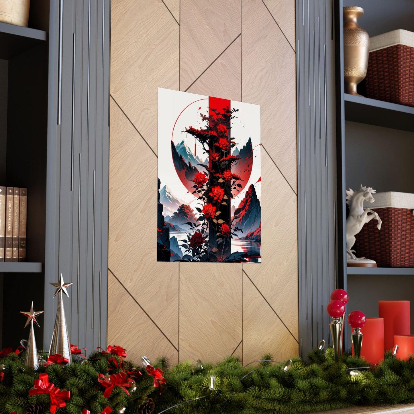 Crimson Bloom Vertical Posters