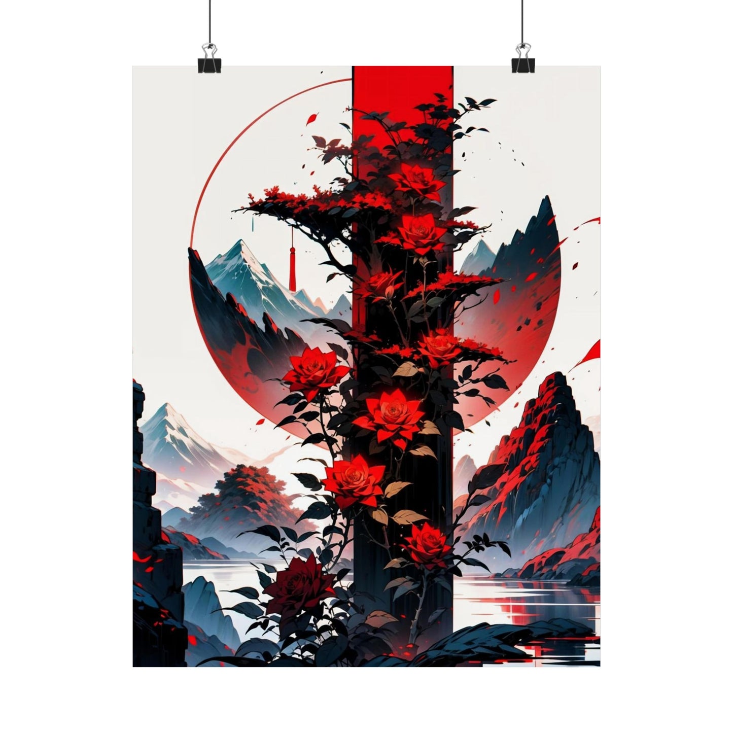Crimson Bloom Vertical Posters