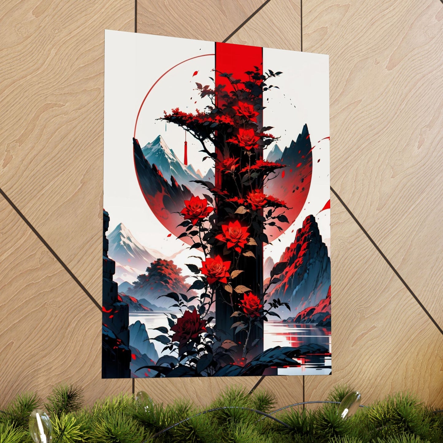 Crimson Bloom Vertical Posters