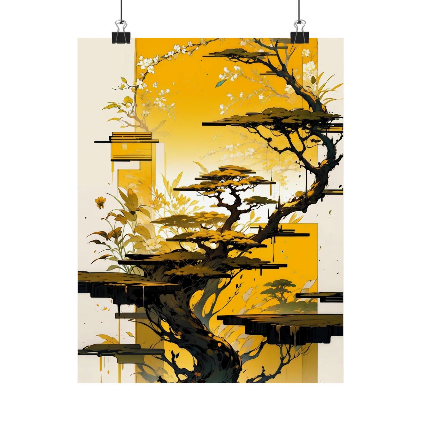 Golden Bonsai Dreams Vertical Posters