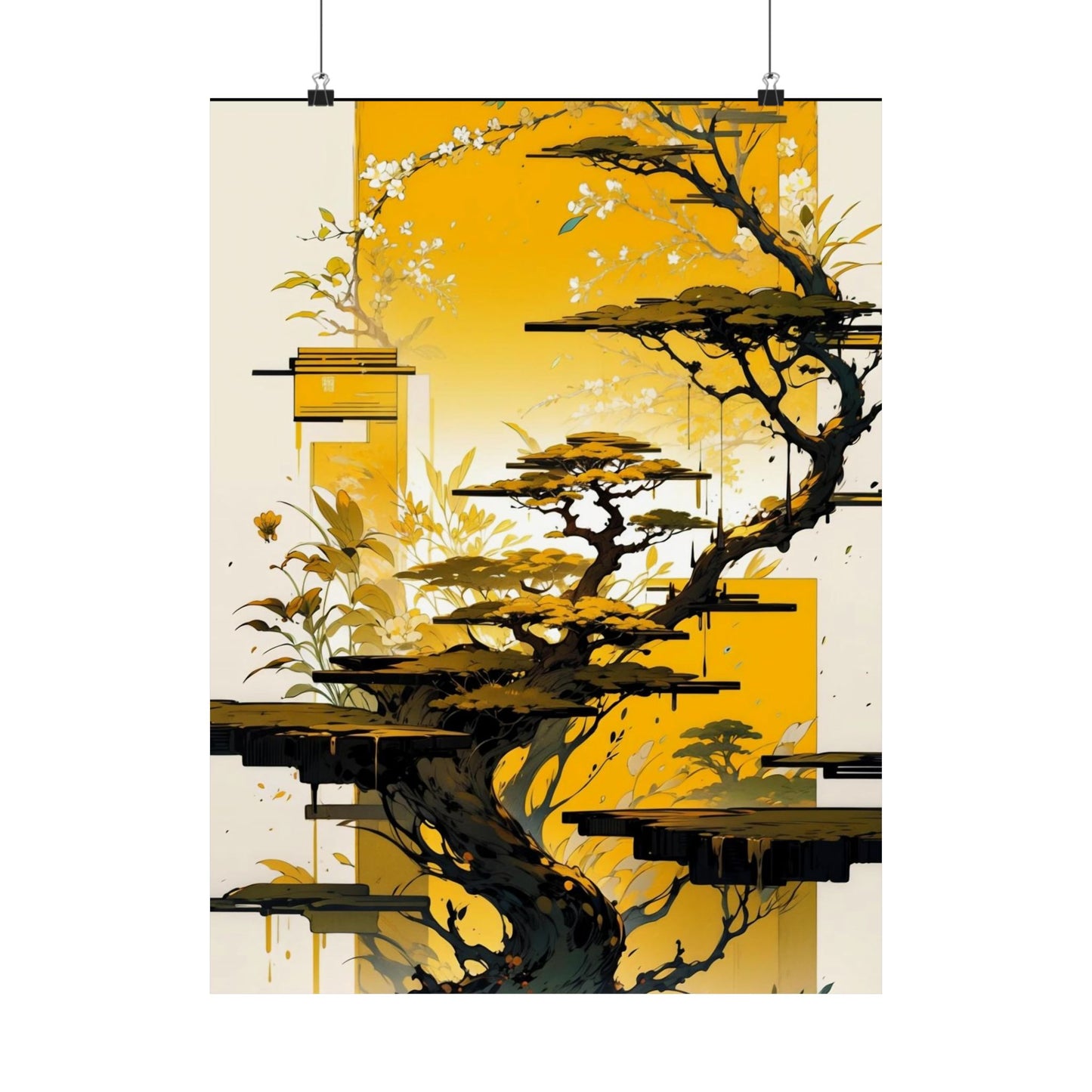 Golden Bonsai Dreams Vertical Posters