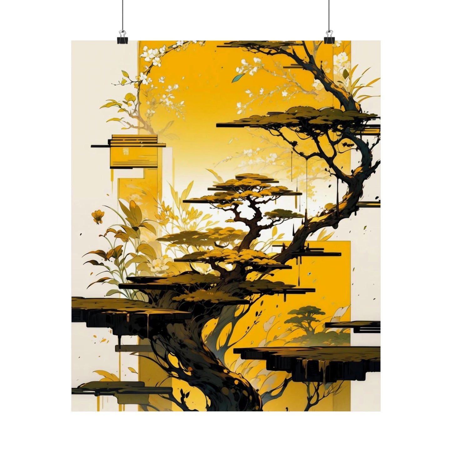 Golden Bonsai Dreams Vertical Posters