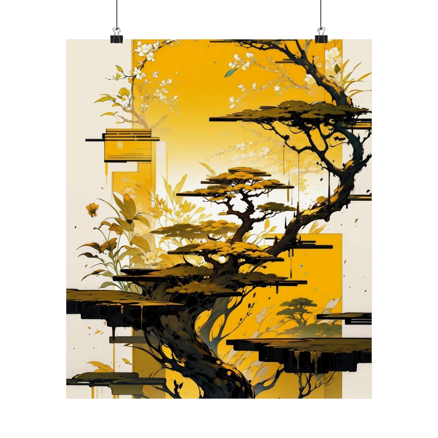 Golden Bonsai Dreams Vertical Posters