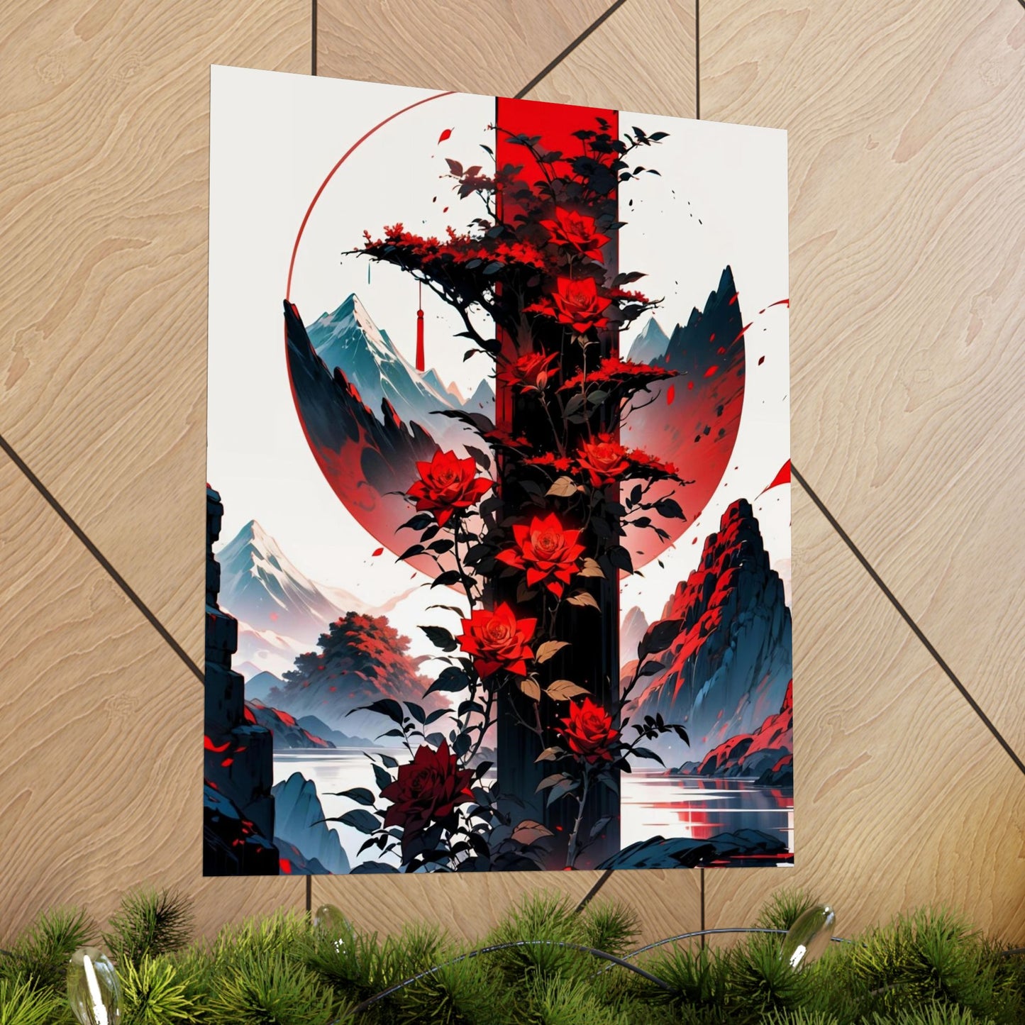 Crimson Bloom Vertical Posters