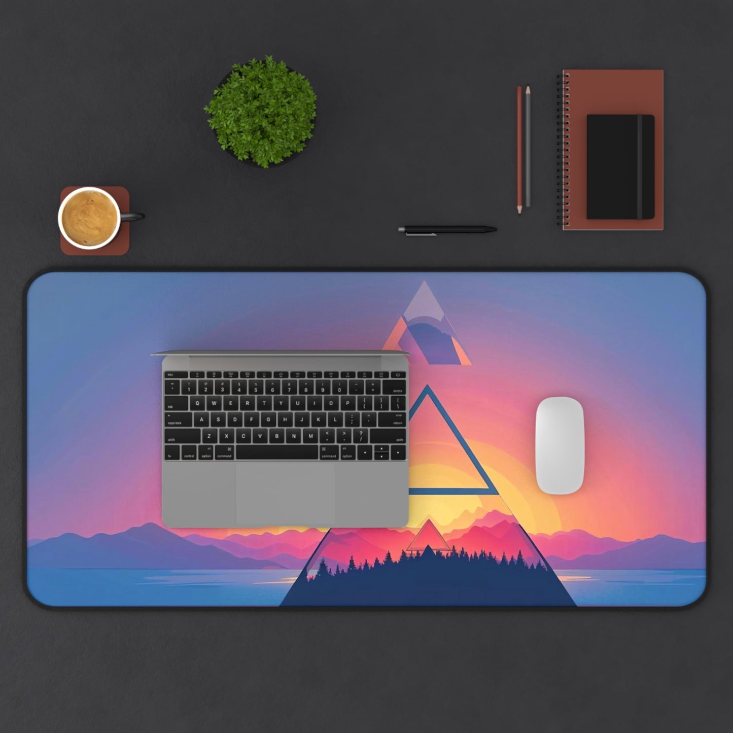 Geometric Neon Desk Mat