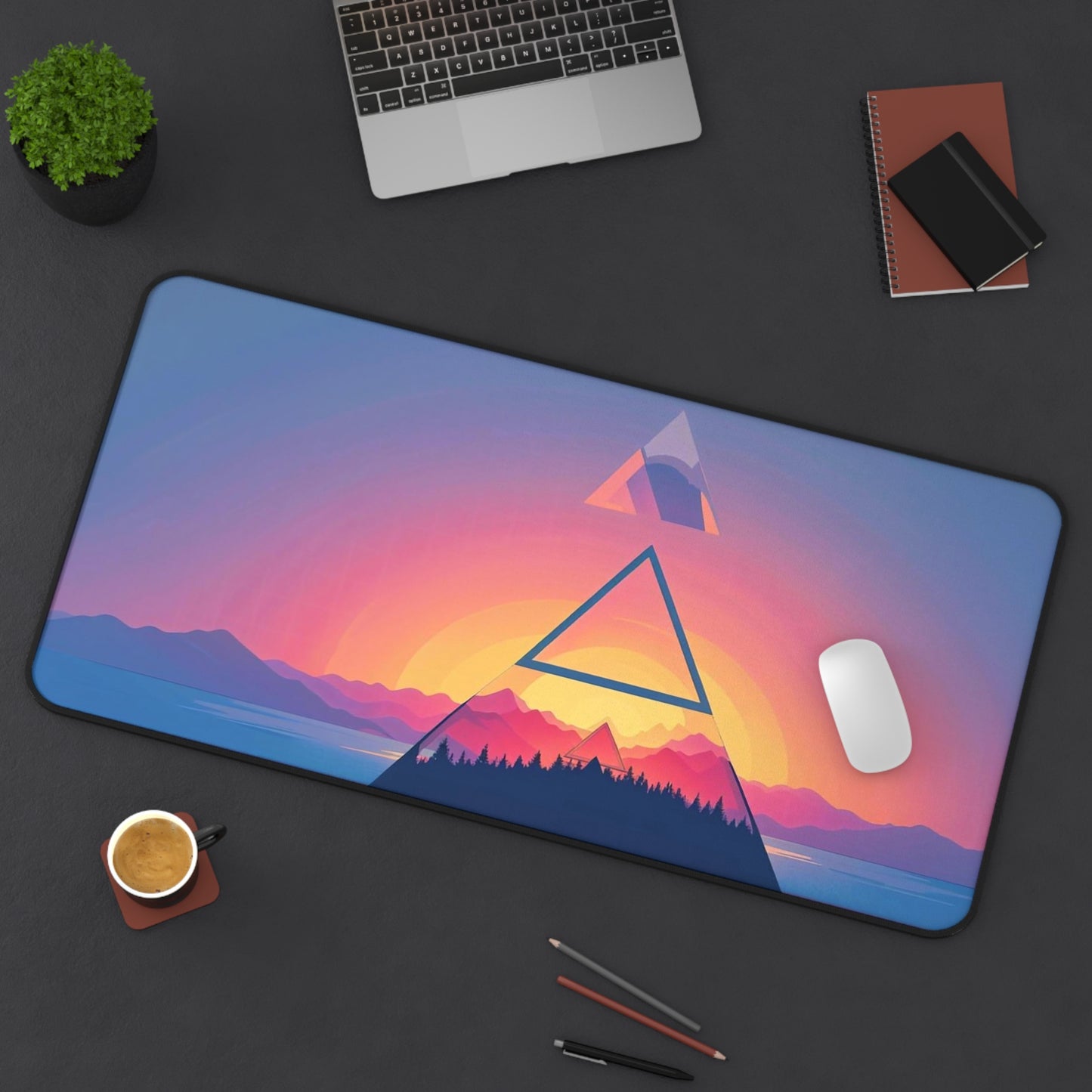 Geometric Neon Desk Mat