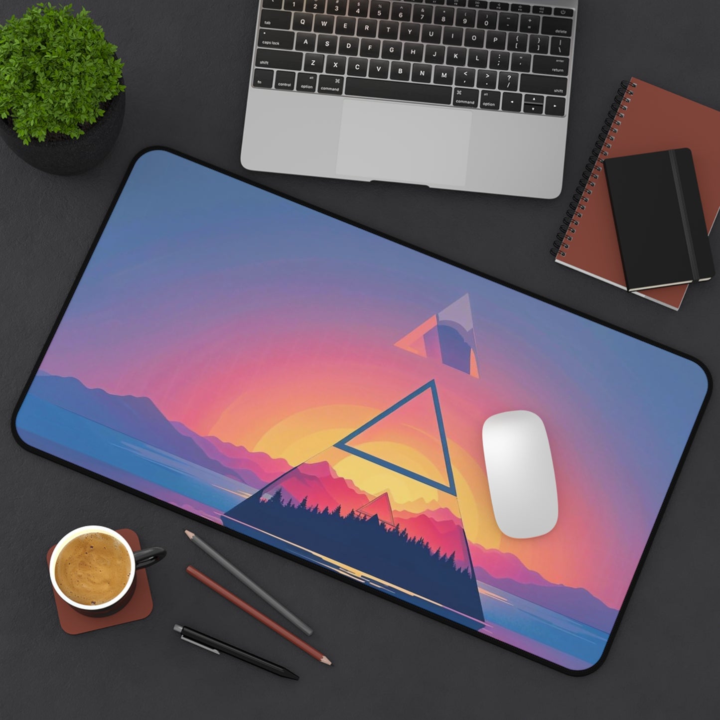 Geometric Neon Desk Mat