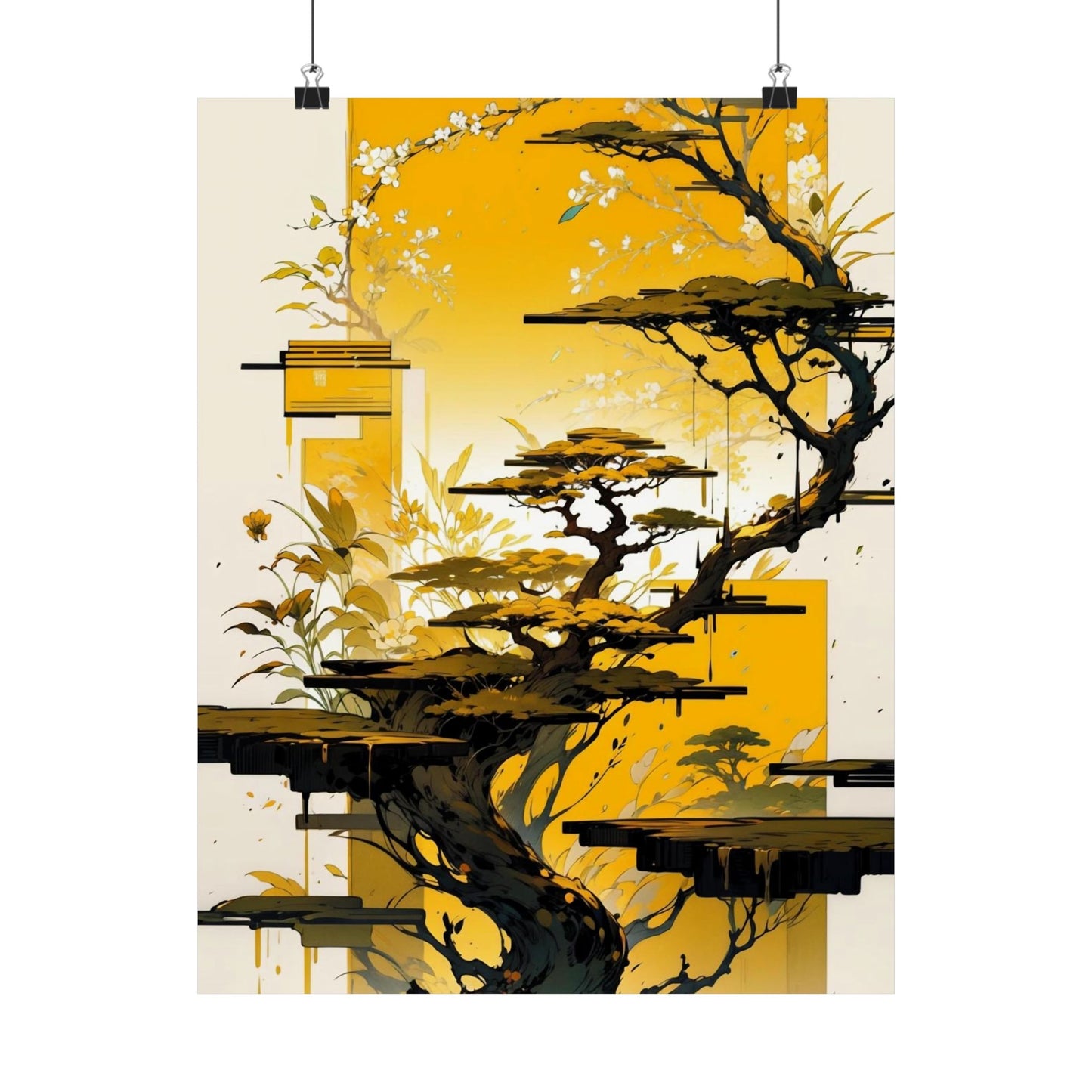 Golden Bonsai Dreams Vertical Posters