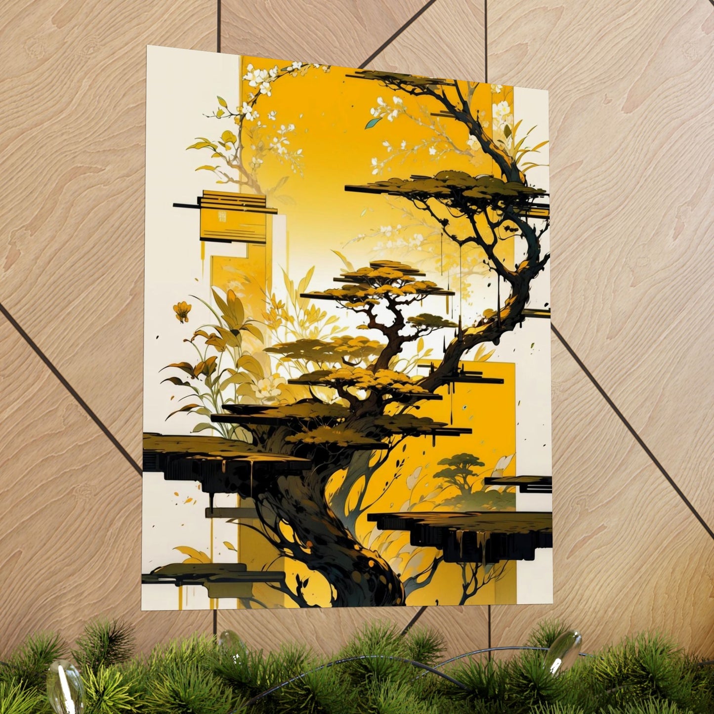 Golden Bonsai Dreams Vertical Posters